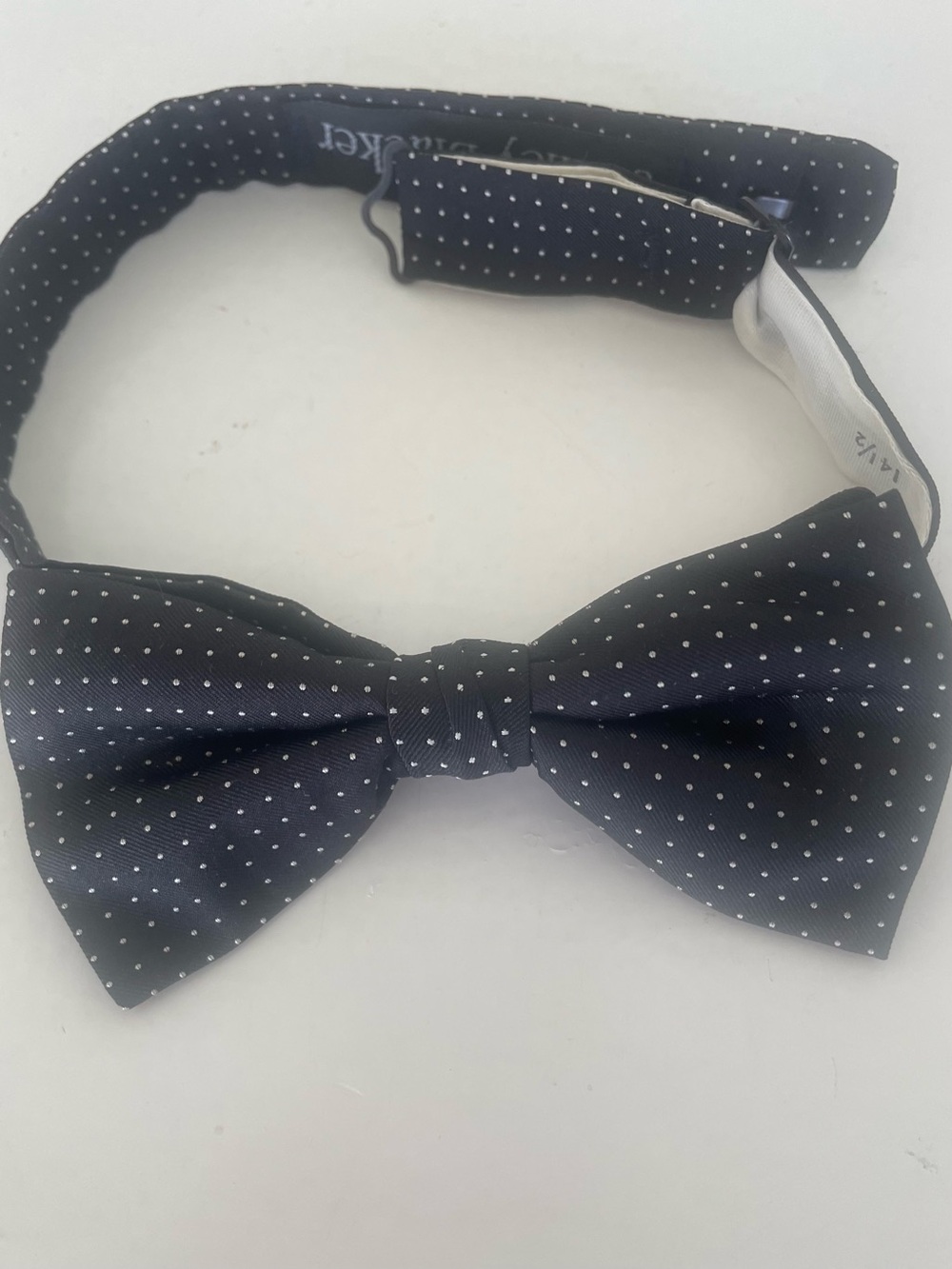 Stanley Blacker Silk Bow tie with White Dots Pre Tied Vintage